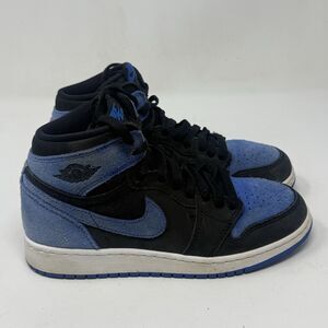 Nike Air Jordan 1 Retro High Shoes Size 5 Youth Royal Blue Black Suede Sneakers